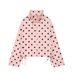 MUJER Polka Dot Bomber Jackets Woman Button Casual Varsity Jackets for Women Summer Overcoat Female Long Sleeve Women's Jackets