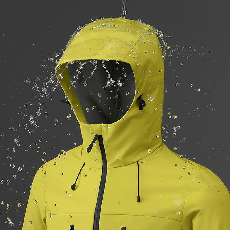 JNLN Women Men Waterproof Jacket Hiking Camping Trekking Windbreaker Unisex Outdoor Sporty Rain Coat Hooded Climbing Clothes