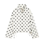 MUJER Polka Dot Bomber Jackets Woman Button Casual Varsity Jackets for Women Summer Overcoat Female Long Sleeve Women's Jackets