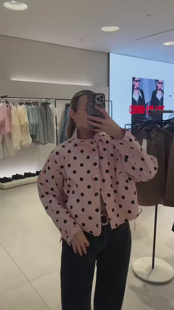 MUJER Polka Dot Bomber Jackets Woman Button Casual Varsity Jackets for Women Summer Overcoat Female Long Sleeve Women's Jackets